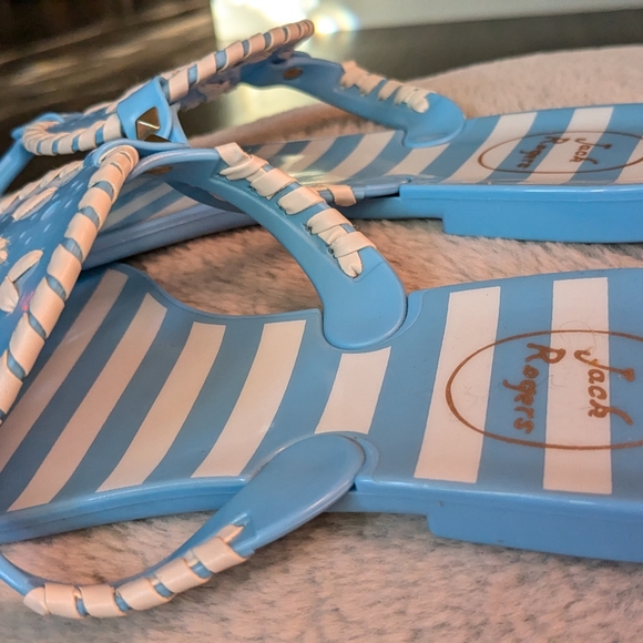 Jack Rogers Blue & White Summer Flip Flops Jelly Sandals Size 10 - Picture 6 of 10